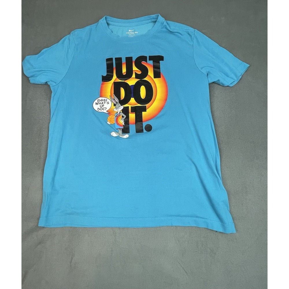 Nike Toon Squad Just Do It Shirt Mens XL Blue Lightweight Crew Neck What's Up